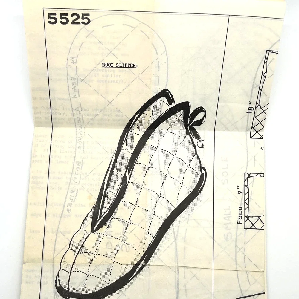 Vintage Boot Slipper‎ Mail Order Pattern #5525